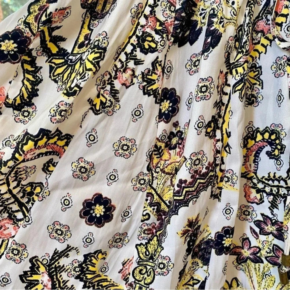 New Free People Arzel Mini Dress Long Sleeve Printed Tunic in Tea Combo XS - Picture 13 of 16